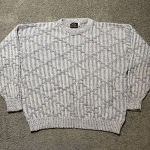 Vintage Sedgefield Knit Sweater Cotton Mens XL Grandpa Diamond Ivory Preppy USA